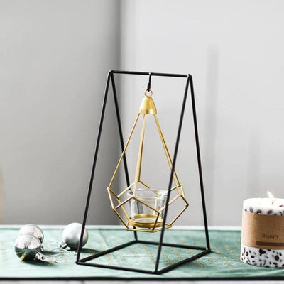 Geometric Iron Hanging Lantern Candle Holder or Vase