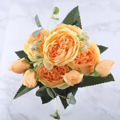 9-Piece Silk Faux Peonies Artificial Flowers