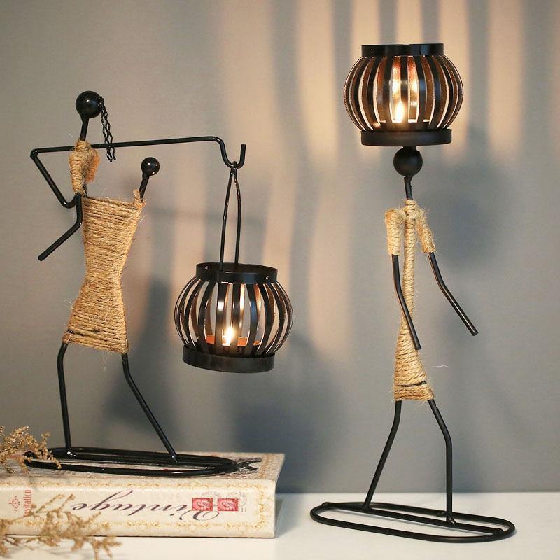 Abstract Figurine Metal Candle Holder