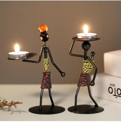 Abstract Figurine Metal Candle Holder