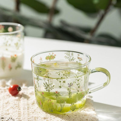 Flora Glass Mug + Cup