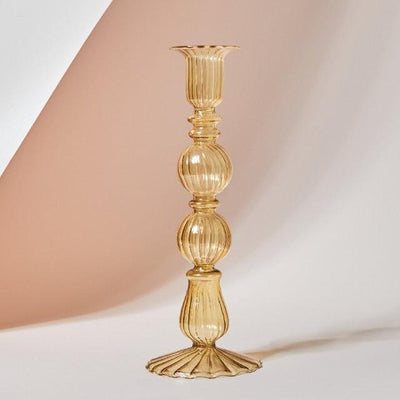 Fleur Pastel Glass Candlestick Holders