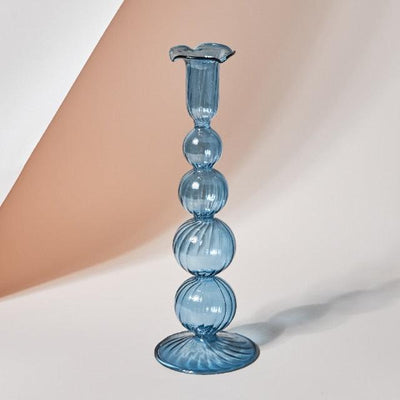 Fleur Pastel Glass Candlestick Holders